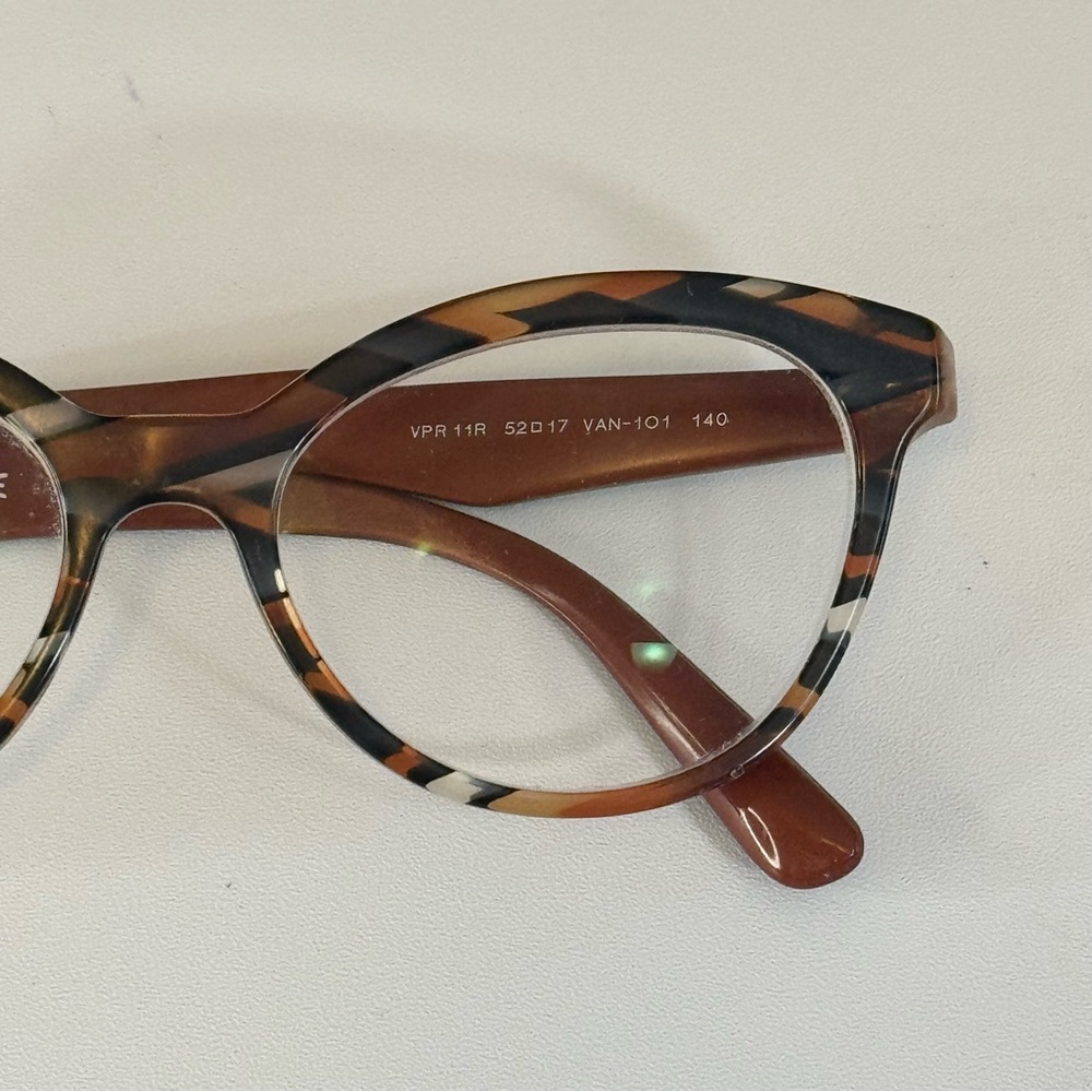 Prada VPR 11R Women's Designer Cat-Eye Eyeglasses Havana Tortoise 52-17-140 Lux - Picture 3 of 12